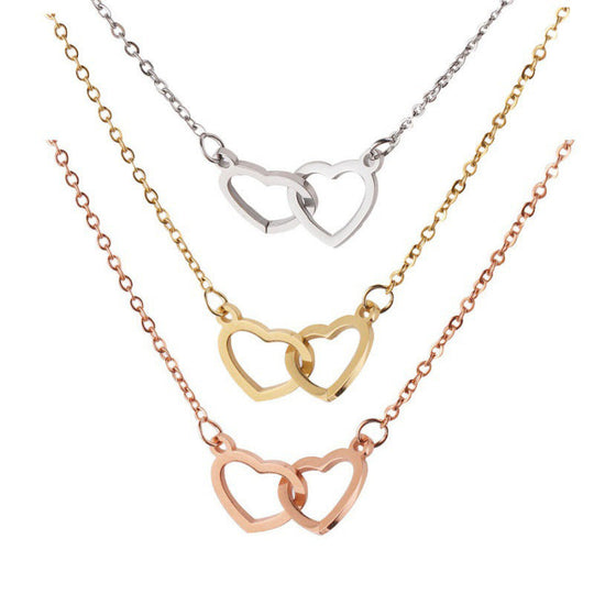 Double Heart Name Necklace