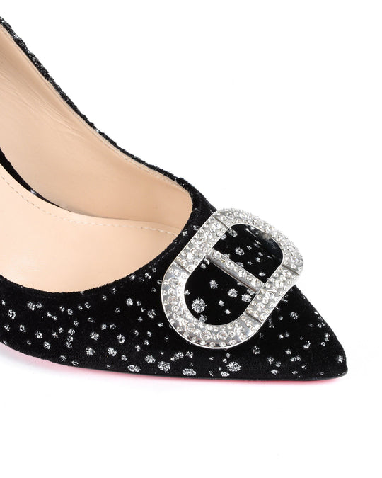 Office Party Velvet Guggenheim Pump Black