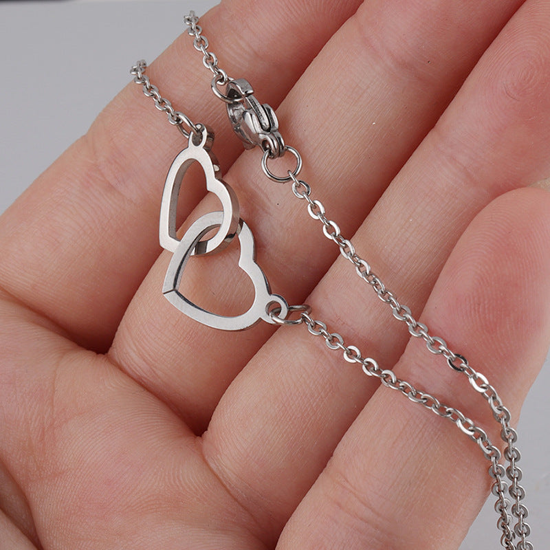 Double Heart Name Necklace