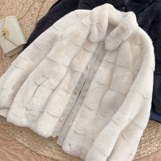 Womens Faux Fur Jacket With Vegan Leather