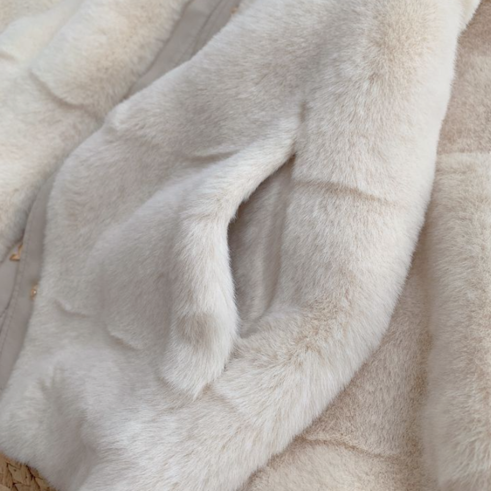 Womens Faux Fur Jacket With Vegan Leather