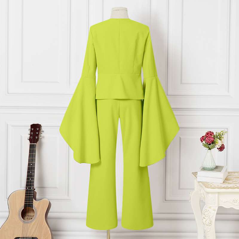 2PCS Elegant Sets 2023 Fashion Casual Solid Color Party Pants Suits