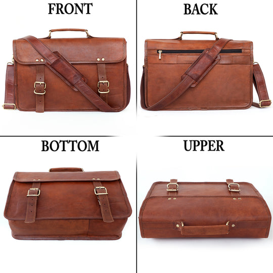 Genuine Leather Messenger Bag Vintage Brown Small Briefcase